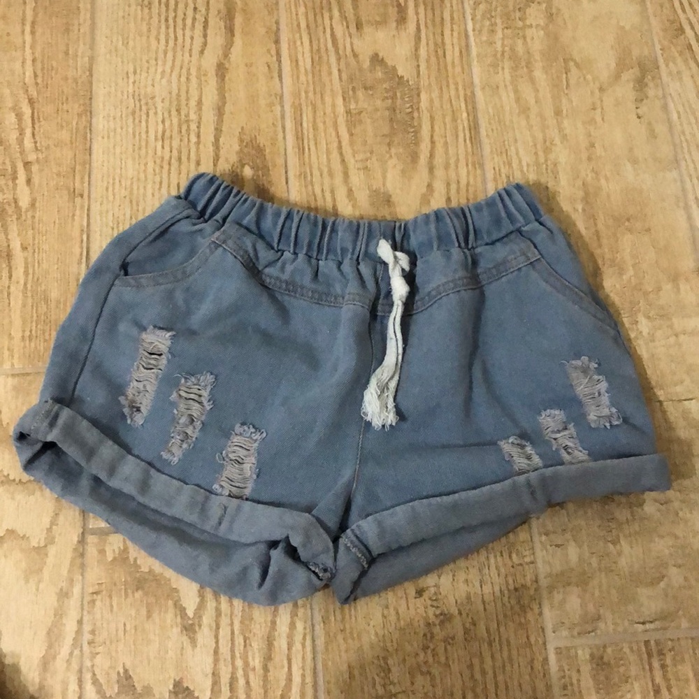 Blue elastic band jean shorts new never worn